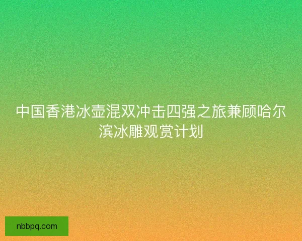 中国香港冰壶混双冲击四强之旅兼顾哈尔滨冰雕观赏计划
