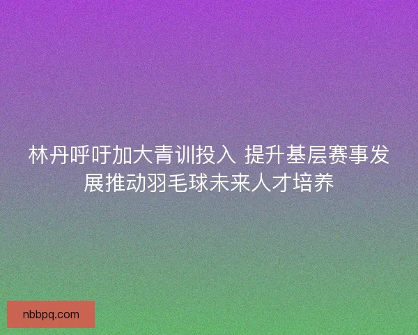 林丹呼吁加大青训投入 提升基层赛事发展推动羽毛球未来人才培养